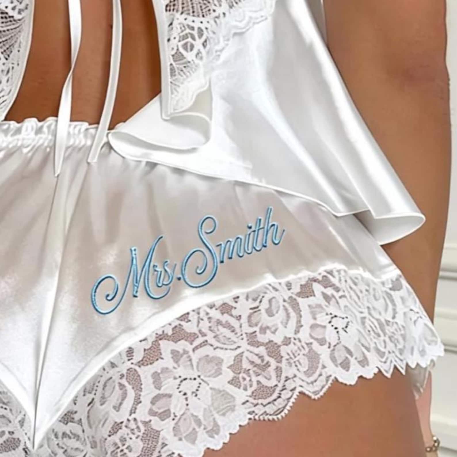 Personalized Embroidered Bride Underwear Satin Lingerie | JNSCloth60