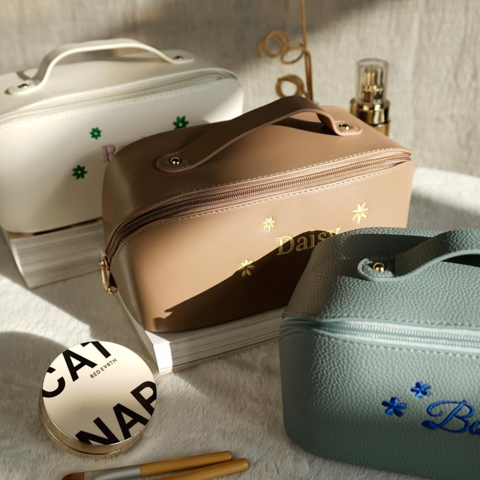 Personalized Embroidered Leather Makeup Bag for Unique & Love | JNSBag85