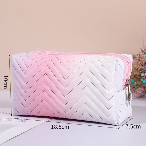Personalized Gradient Color Leather Travel Toiletry Cosmetic Bag for Unique & Love | JNSBag115