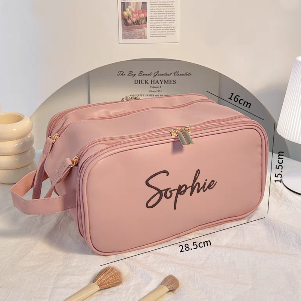 Personalized Leather Embroidered Makeup Bag for Unique & Love | JNSBag72