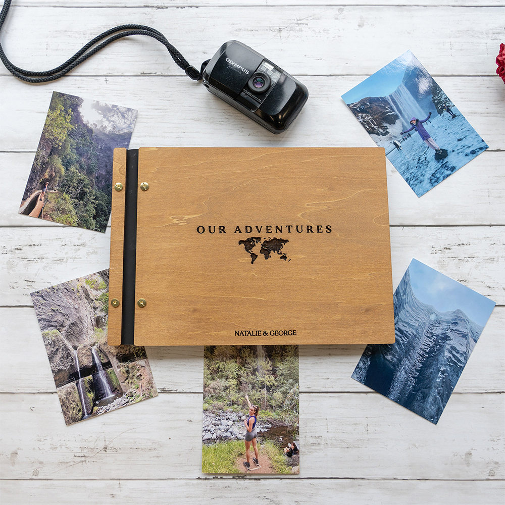 Personalized Wooden Travel Scrapbook Book for Unique & Love | JNSDec160