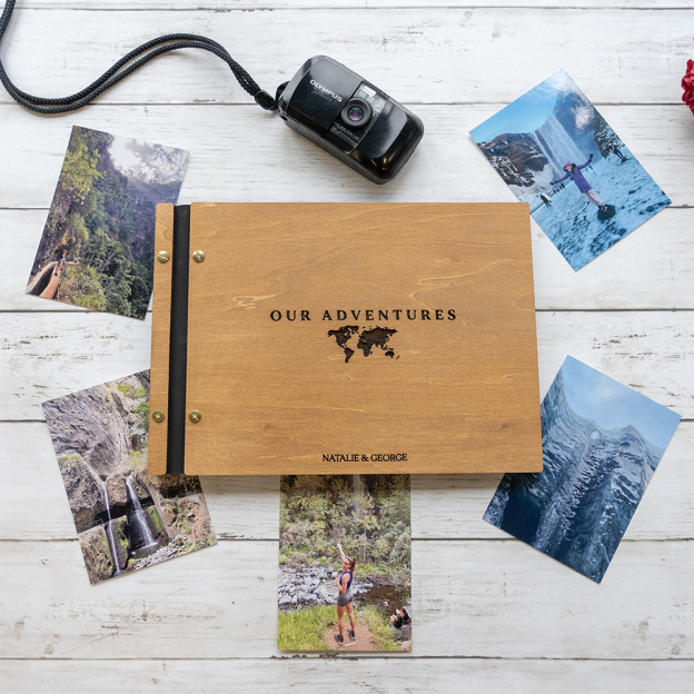 Personalized Wooden Travel Scrapbook Book for Unique & Love | JNSDec160