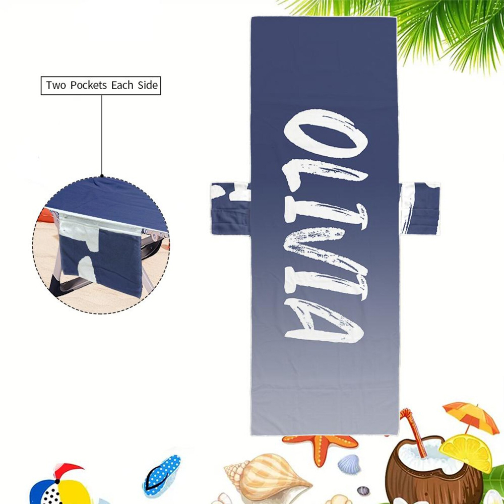 Personalized Name Beach Chair Cover Towel with Side Pockets for Unique & Love | JNSTowel09
