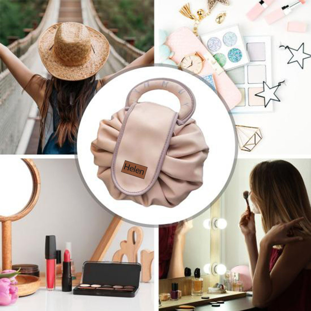 Personalized Leather Drawstring Portable Makeup Bag for Unique & Love | JNSBag104