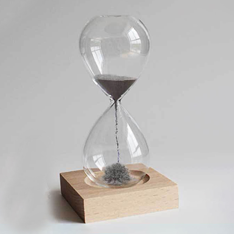 Personalized Engraved Magnetic Hourglass with Wooden Base | JNSDec165