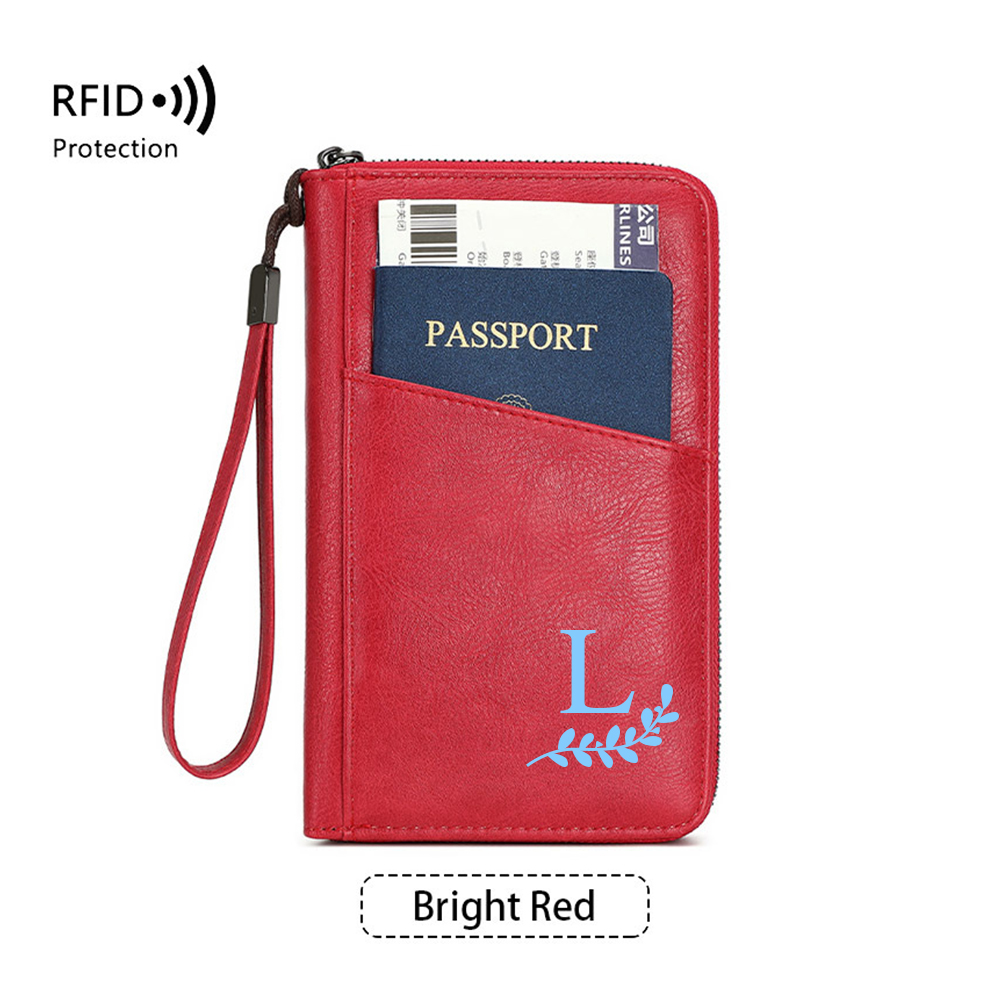 Personalized Leather Family Travel RFID Blocking Passport Wallet Organizer with 5 Passport Holder | JNSCase12