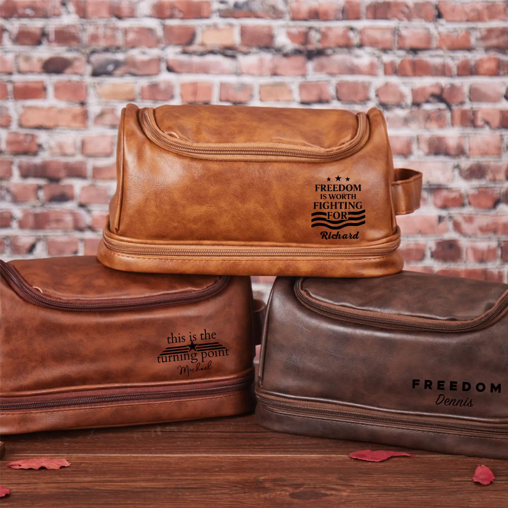 Personalized Leather Monogram Engraved Wash Bag for Unique & Love | JNSBag111