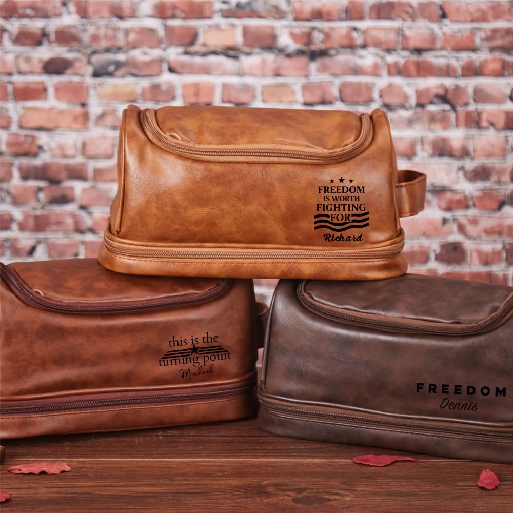 Personalized Leather Monogram Engraved Wash Bag for Unique & Love | JNSBag111