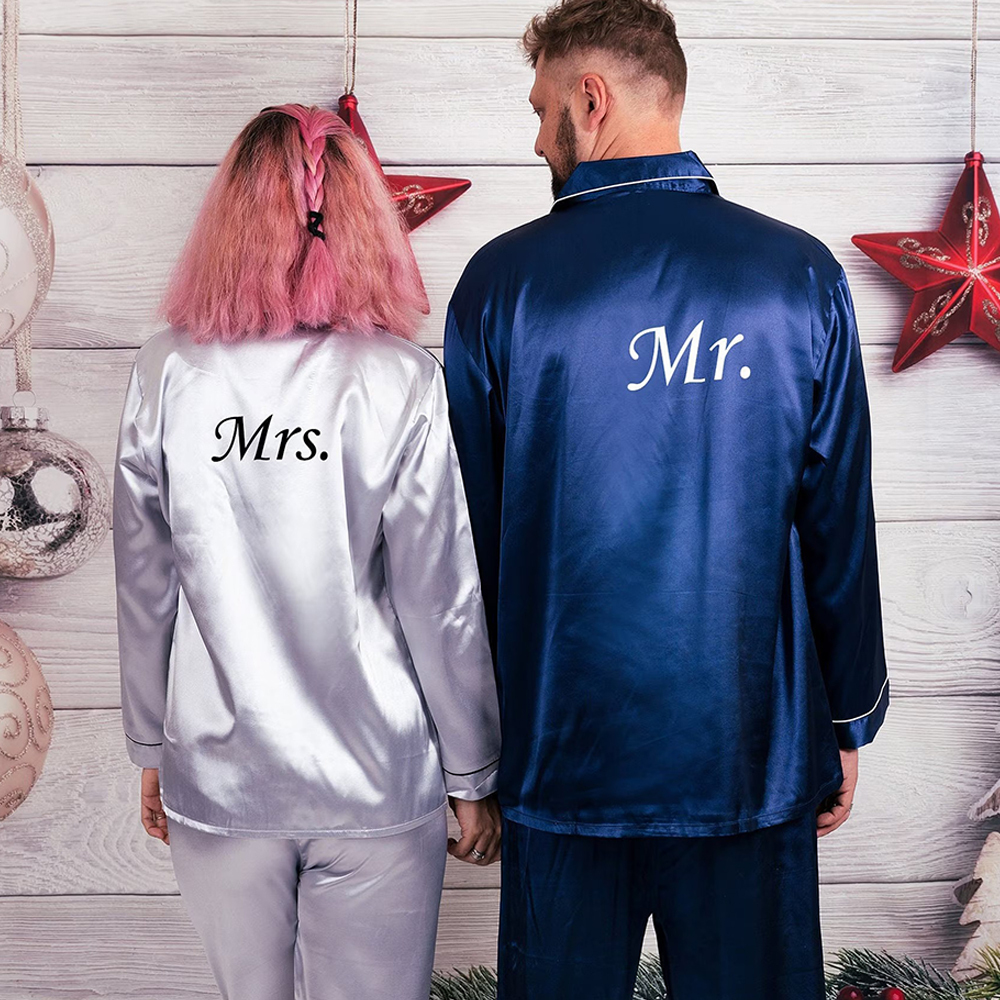 Personalized Mr and Mrs Satin Pajama Set for Unique & Love | JNSCloth53