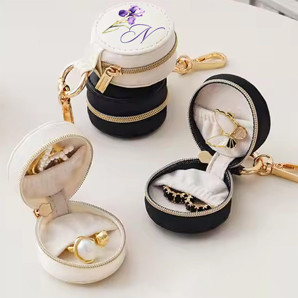 Personalized Birth Flower Leather Travel Portable Jewelry Box for Unique & Love | JNSBag116