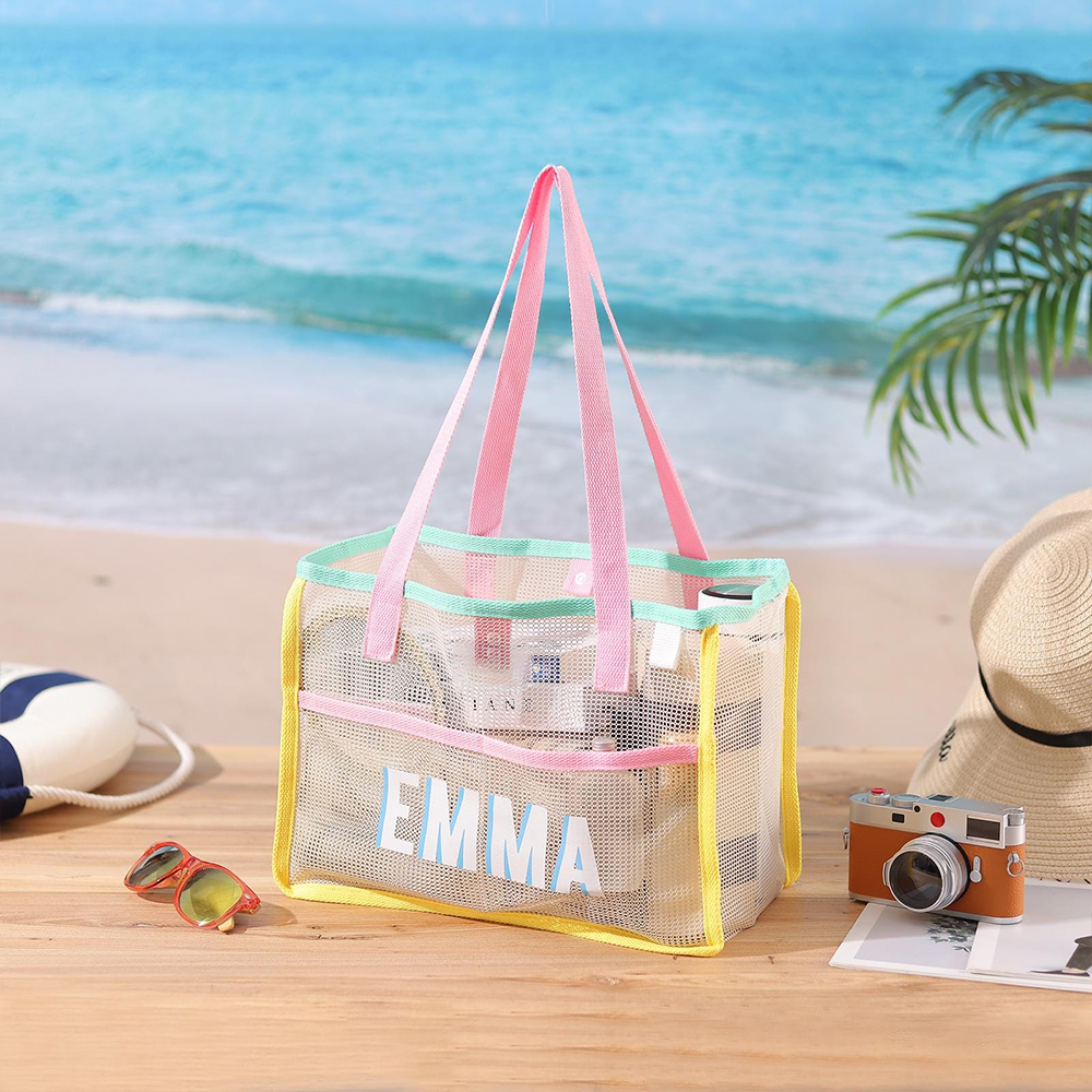 Personalized Monogram Beach Mesh Tote Bag for Unique & Love | JNSBag130