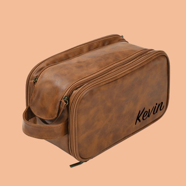Personalized Leather Monogram Engraved Wash Bag for Unique & Love | JNSBag34