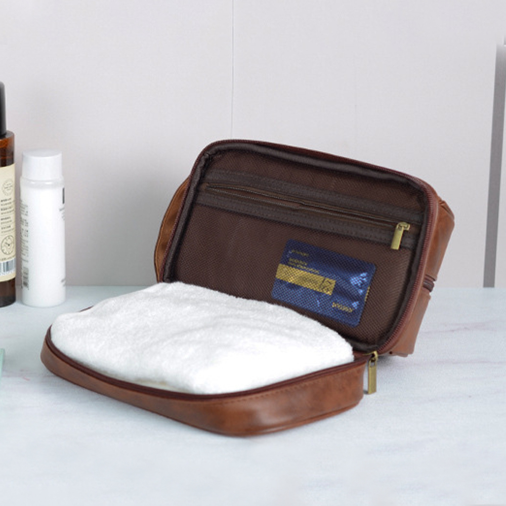 Personalized Leather Monogram Engraved Wash Bag for Unique & Love | JNSBag35