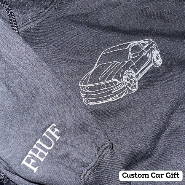 Personalized Embroidered Car Outline Sweatshirt From Your Photo | JNSCloth27