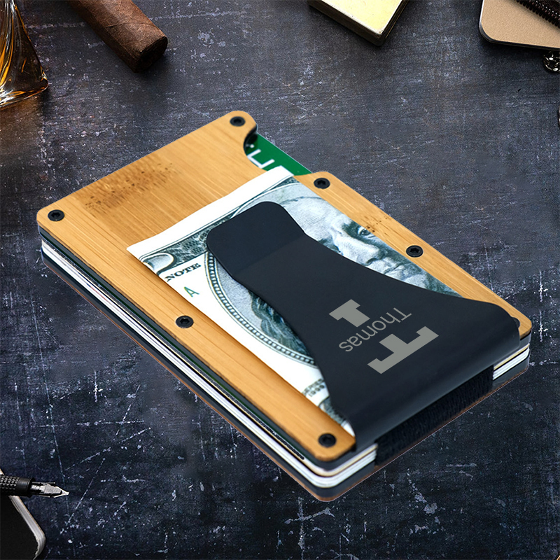 Personalized Monogrammed Engraved Minimalist Slim Wallet | JNSBag58