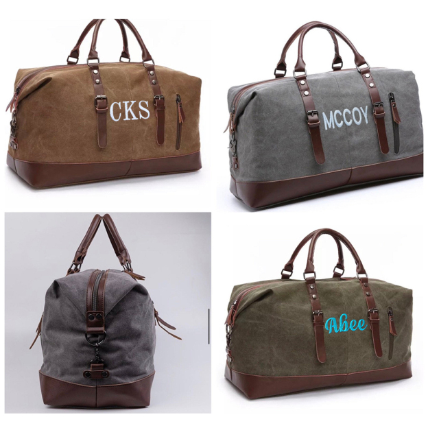 Personalized Monogram Embroidered Men’s Leather Duffle Bag | JNSBag83