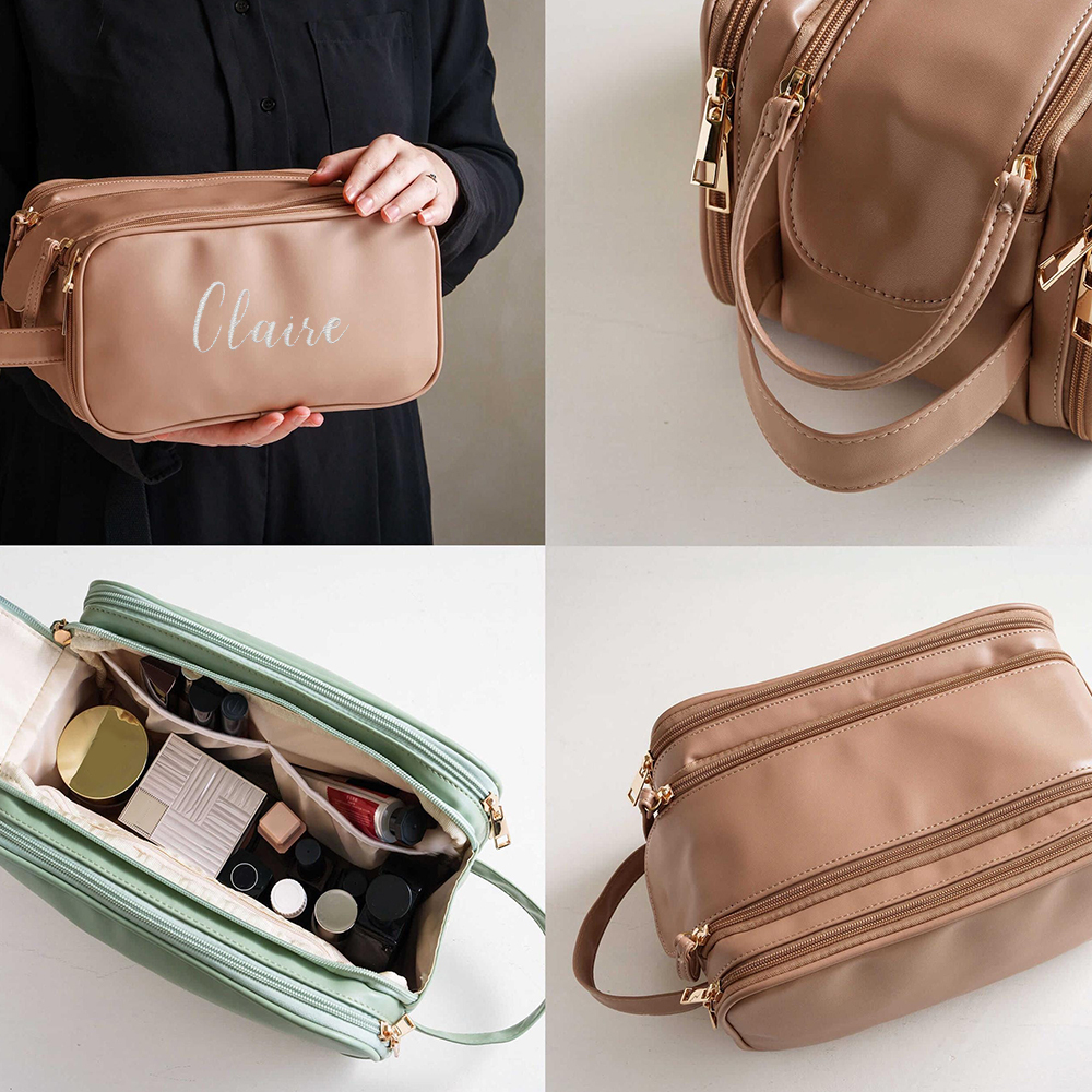 Personalized Leather Embroidered Makeup Bag for Unique & Love | JNSBag72