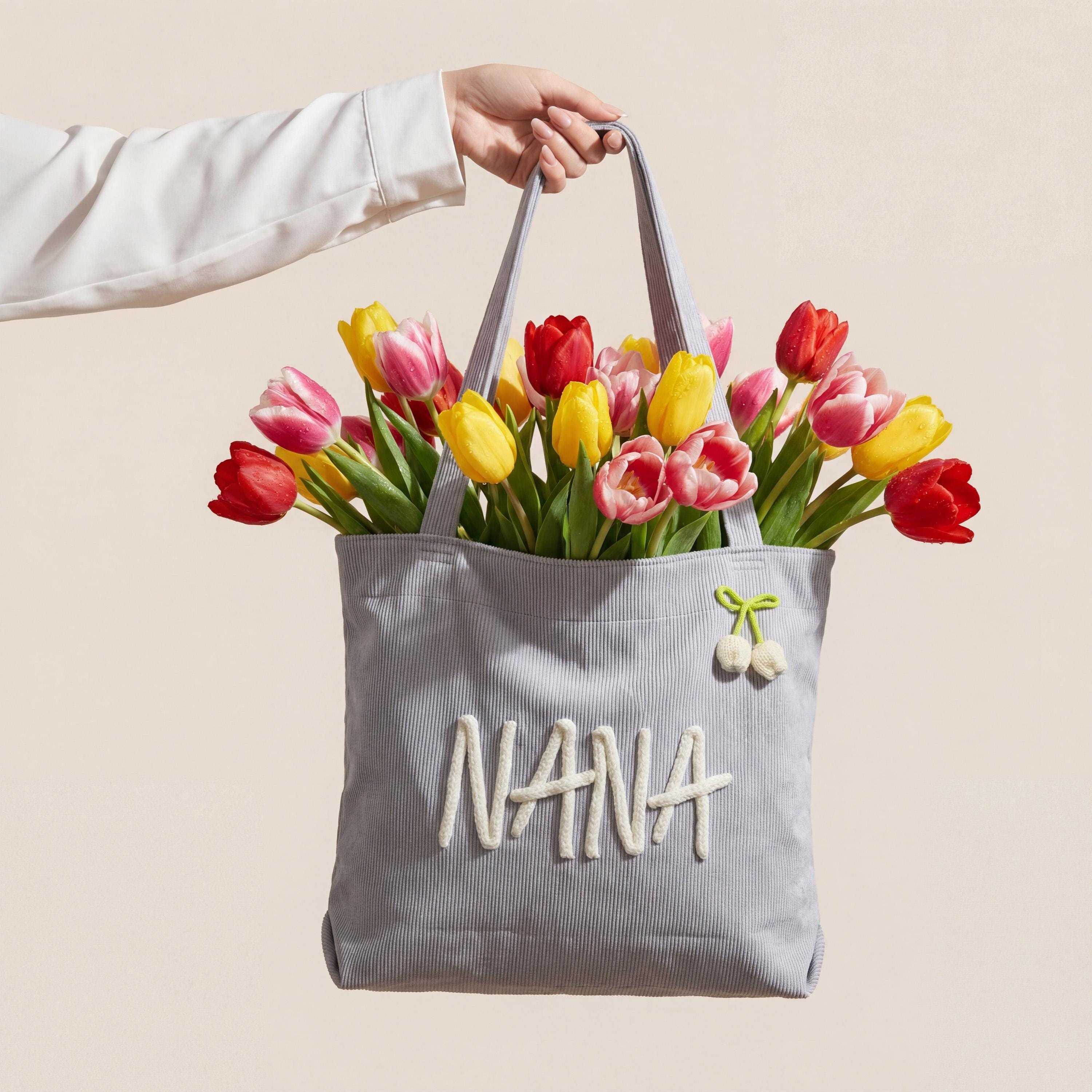 Personalized Hand Embroidered Corduroy Tote Bag for Unique & Love | JNSBag133