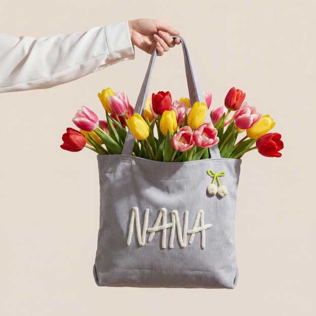 Personalized Hand Embroidered Corduroy Tote Bag for Unique & Love | JNSBag133