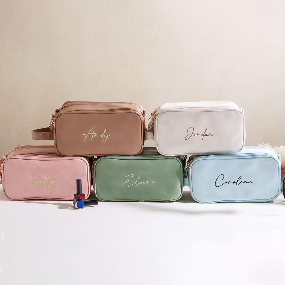 Personalized Leather Embroidered Makeup Bag for Unique & Love | JNSBag72