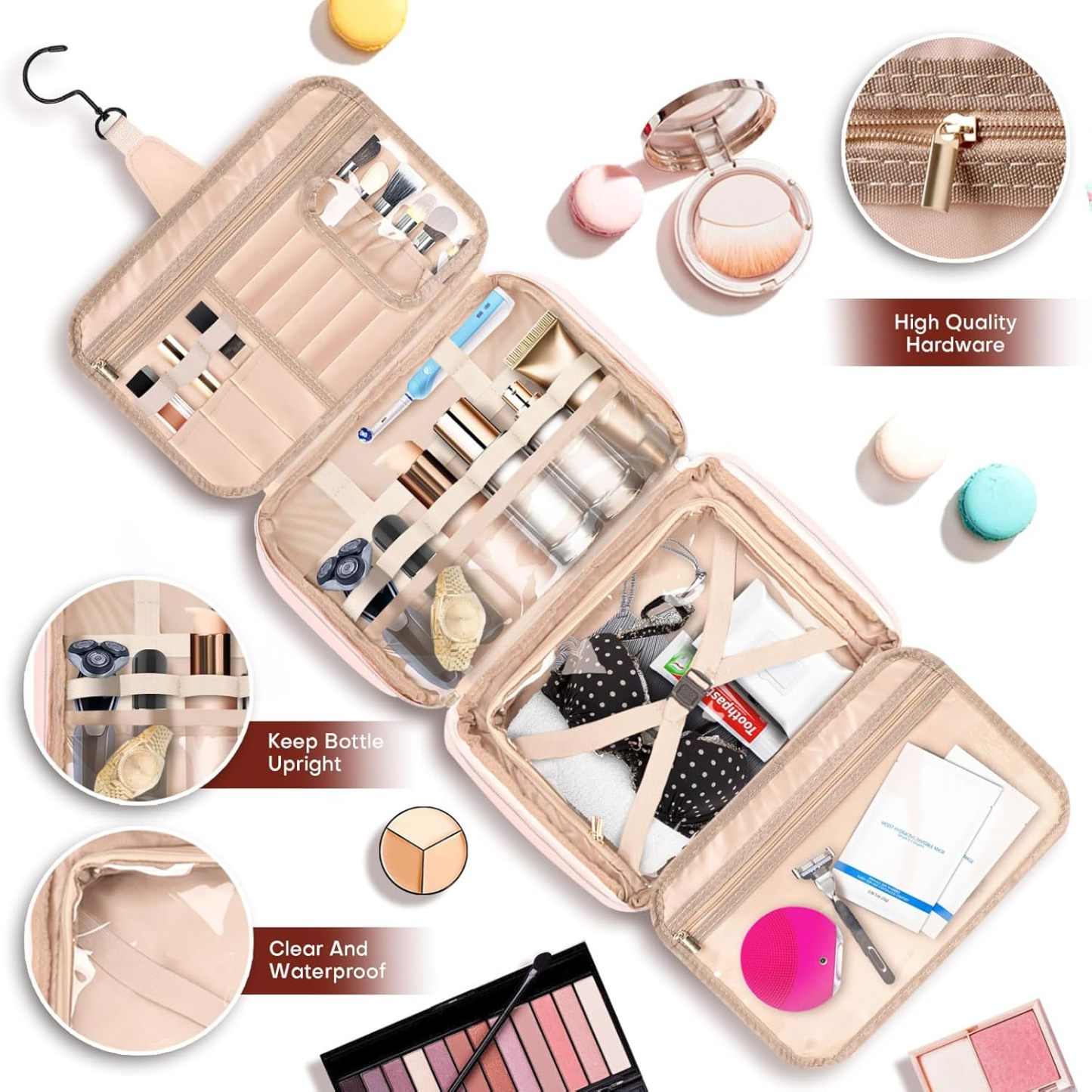 Personalized Name Leather Travel Makeup Bag | JNSBag79