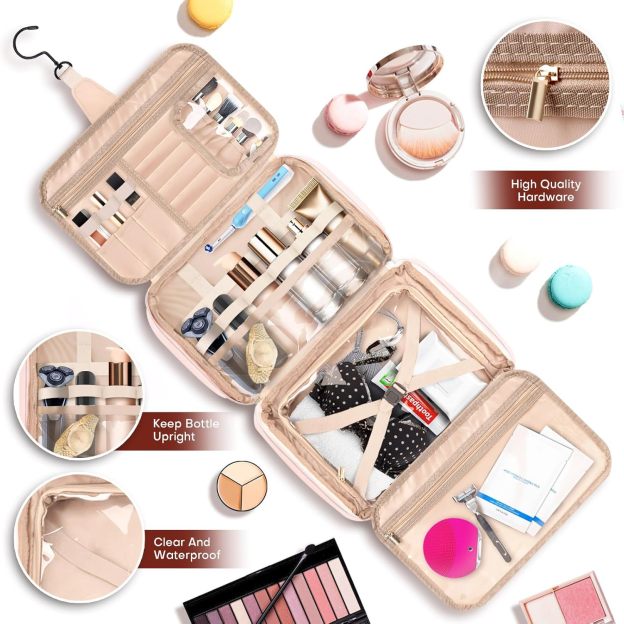 Personalized Name Leather Travel Makeup Bag | JNSBag79