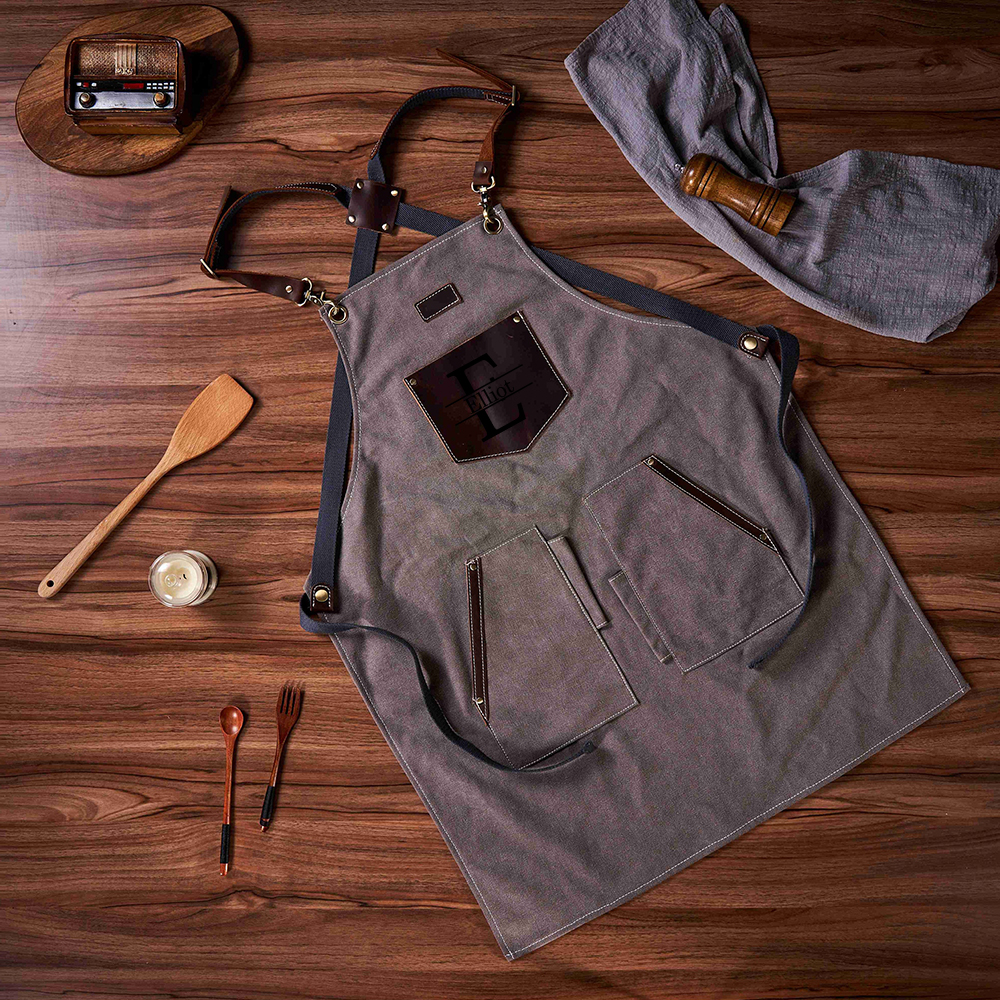 Personalized Monogram Leather Patch Canvas Apron for Unique & Love | JNSCloth44