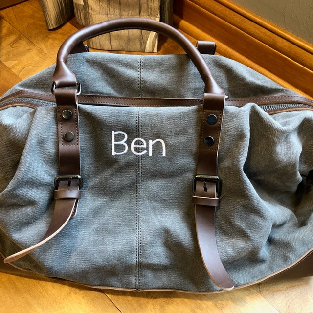 Personalized Monogram Embroidered Men’s Leather Duffle Bag | JNSBag83