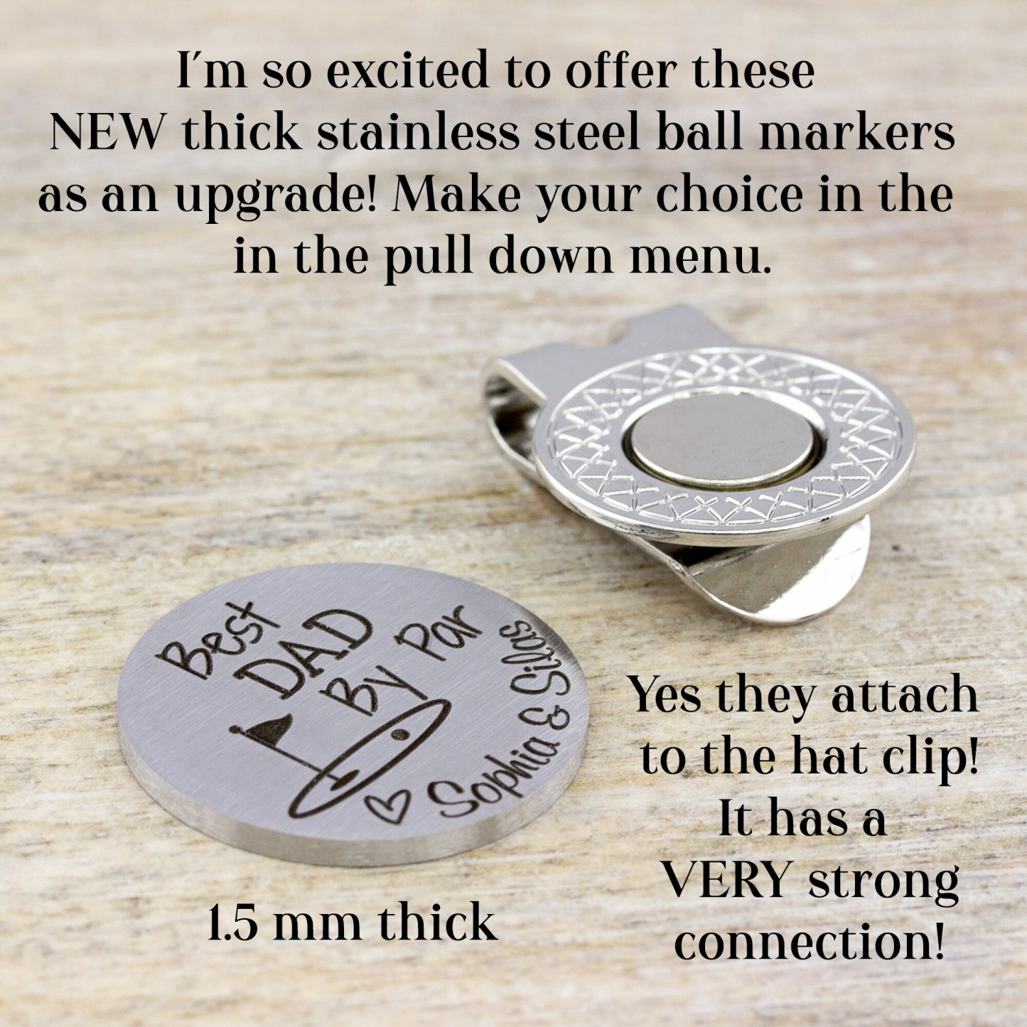 Personalized Engraved Golf Ball Marker with Hat Clip | JNSTool04