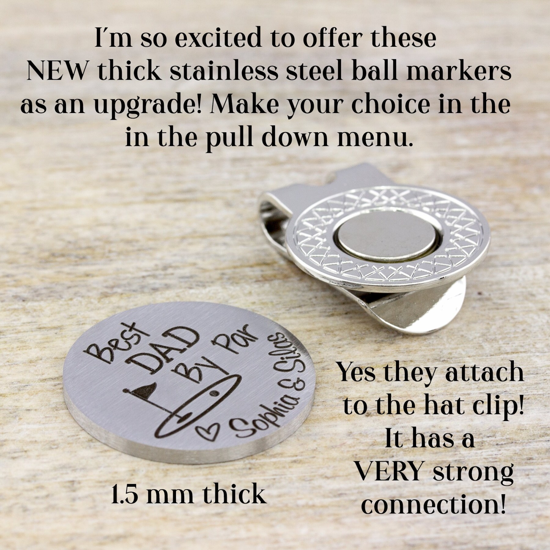 Personalized Engraved Golf Ball Marker with Hat Clip | JNSTool04