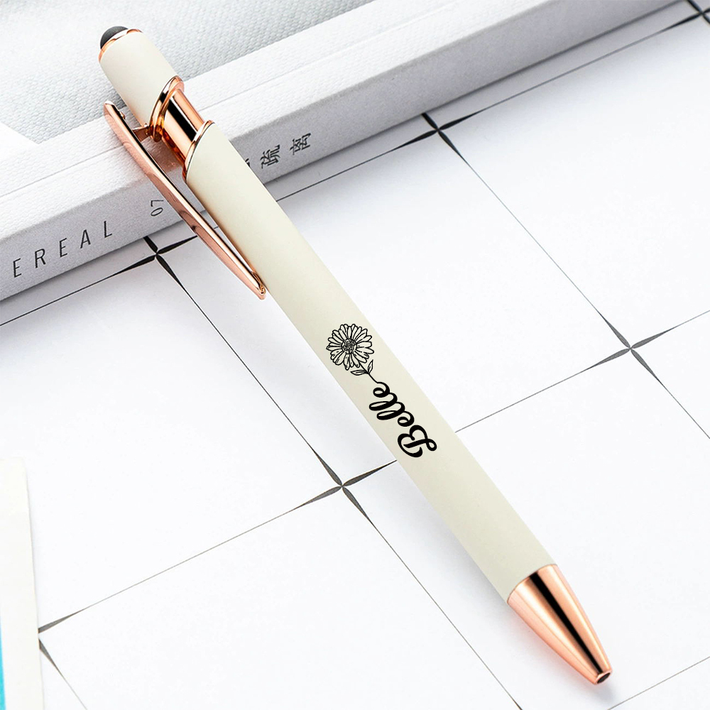 Personalized Morandi Color Birth Flower Retractable Ballpoint Pen for Unique & Love | JNSTool18