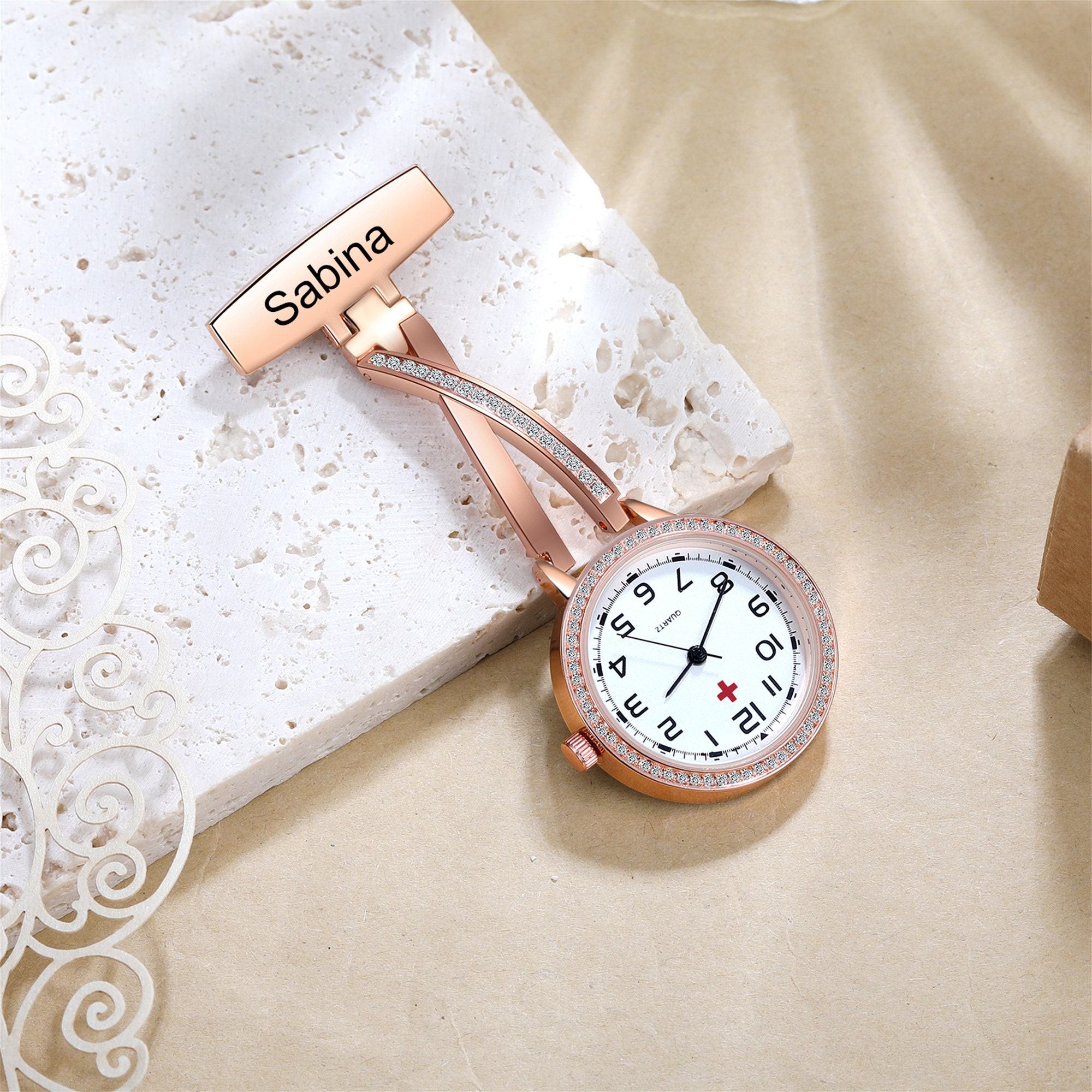 Personalized Name Nurse Rhinestone Pocket Watch for Unique & Love | JNSDec166