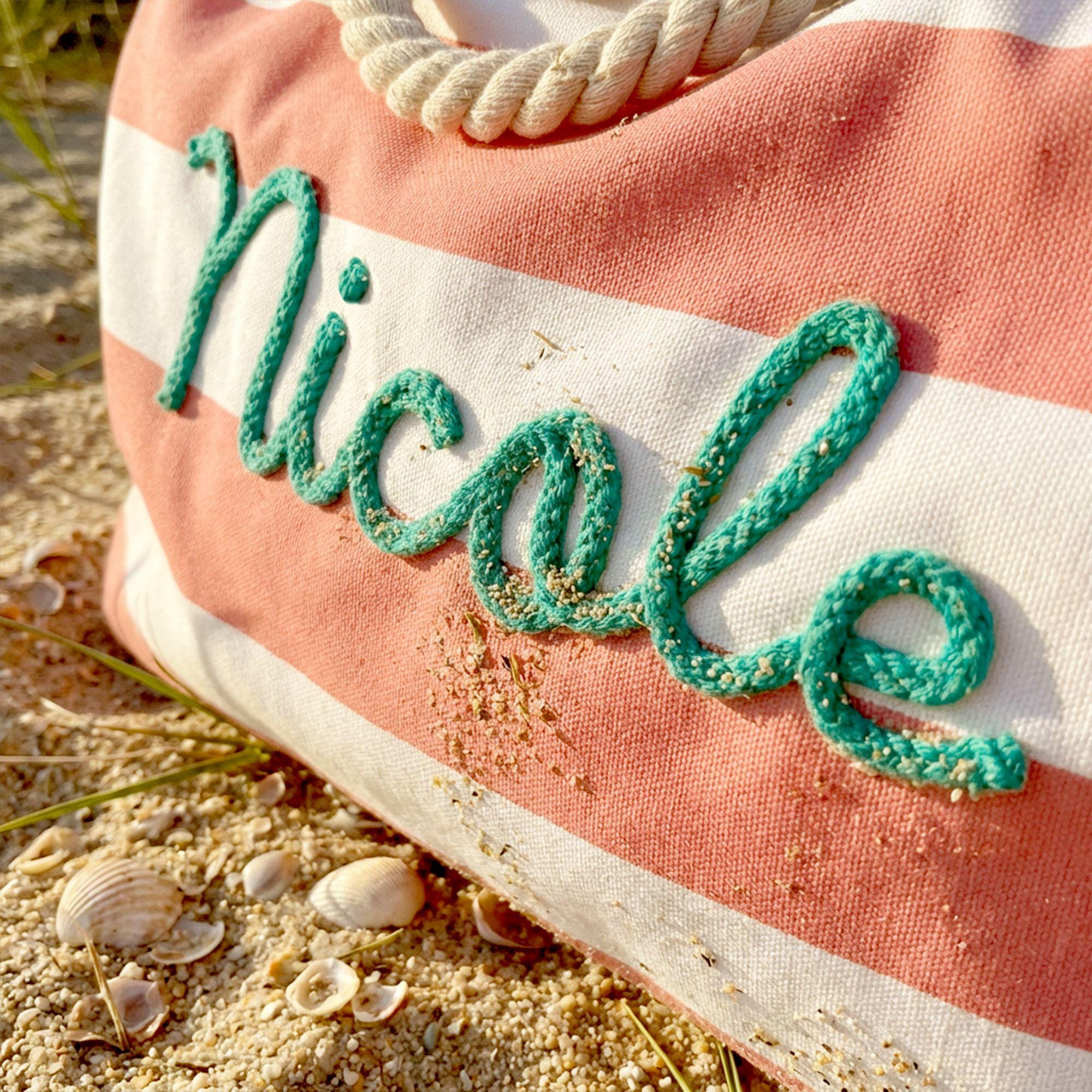 Personalized Hand Embroidered Waterproof Beach Tote Bag for Unique & Love | JNSBag128