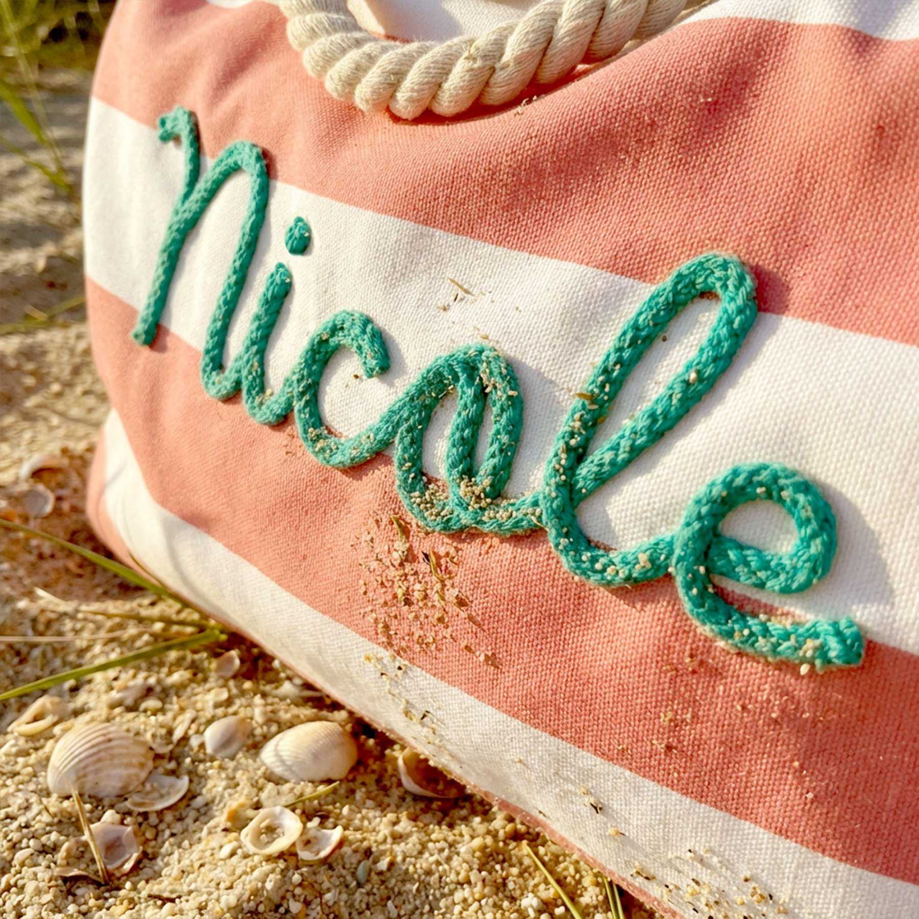 Personalized Hand Embroidered Waterproof Beach Tote Bag for Unique & Love | JNSBag128