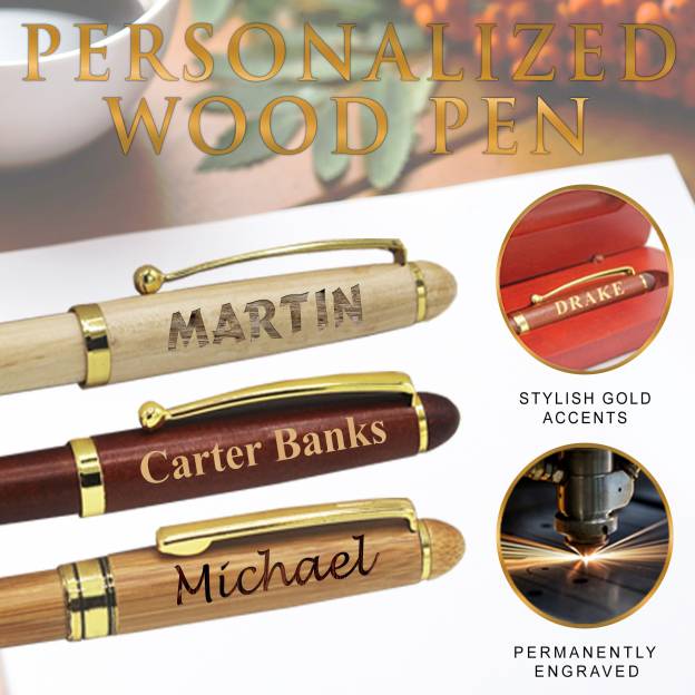 Personalized Monogram Wood Engraved Pen Set | JNSDec94