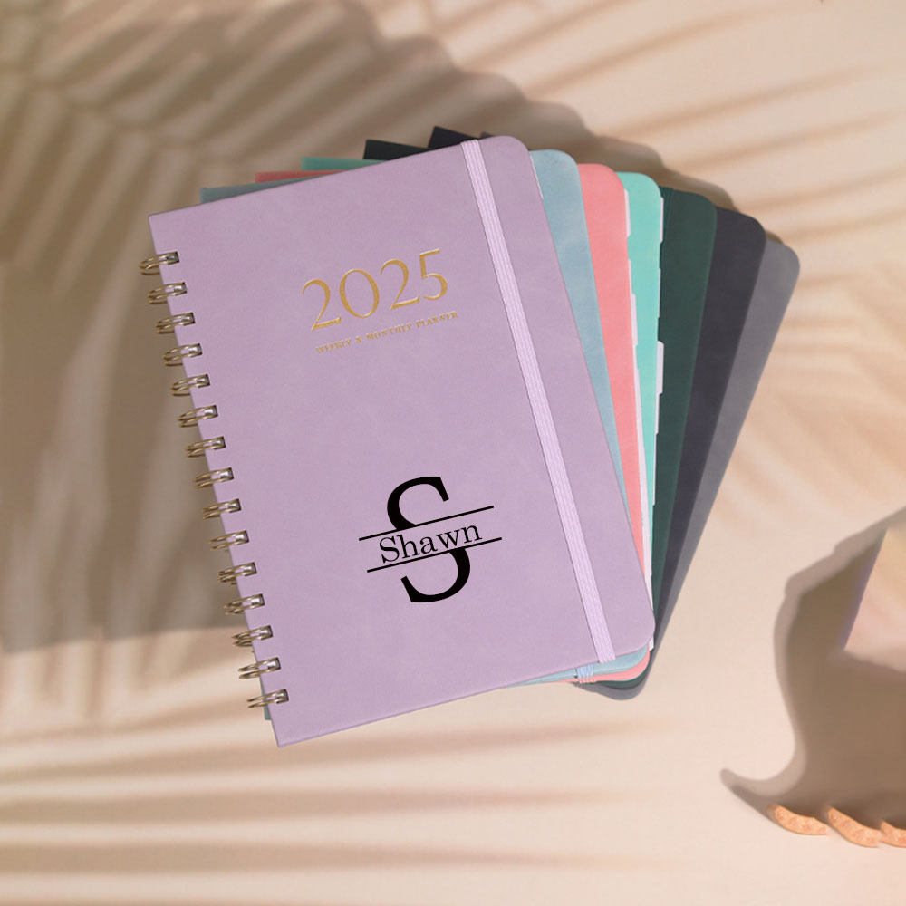 Personalized Leather 2025 Weekly & Monthly Planner Notebook | JNSDec117