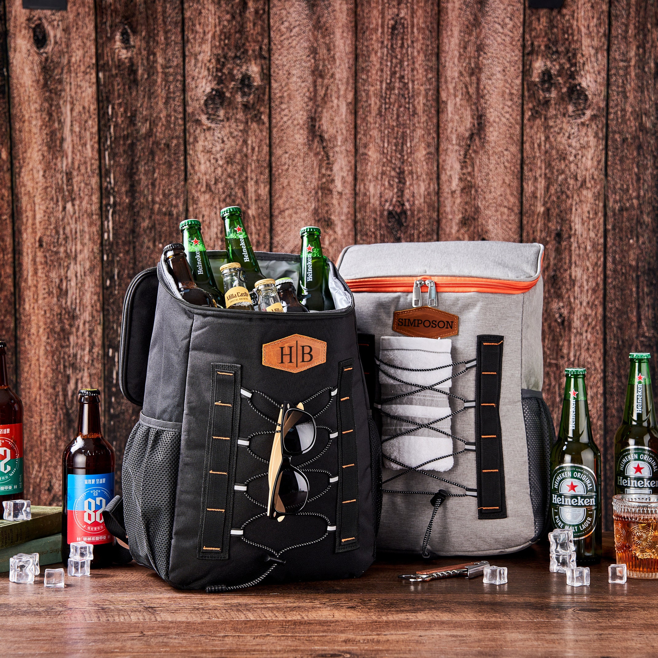 Personalized Leather Patch Cooler Backpack | JNSBag50
