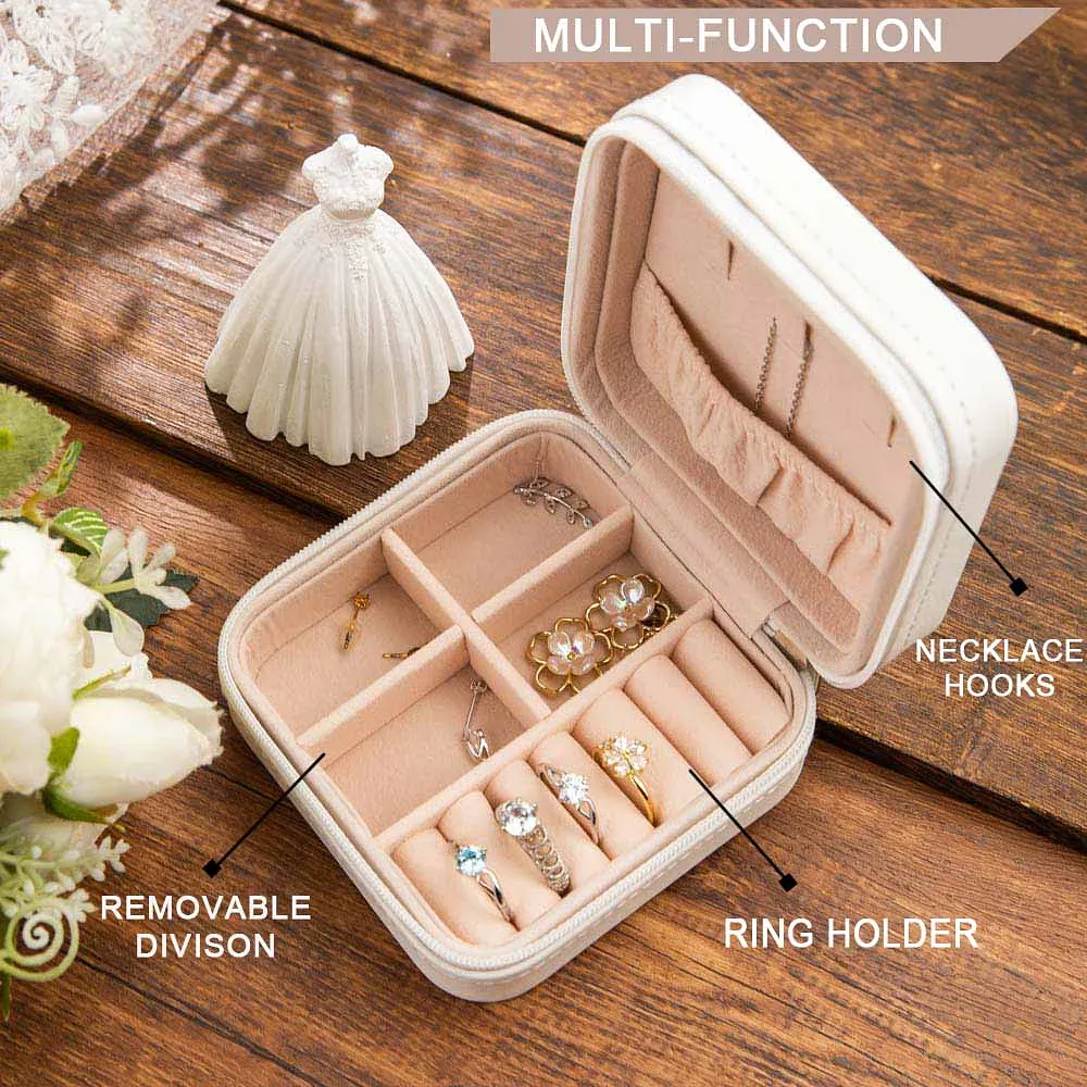 Personalized Leather Birth Flower Travel Jewelry Box for Unique & Love | JNSBag11