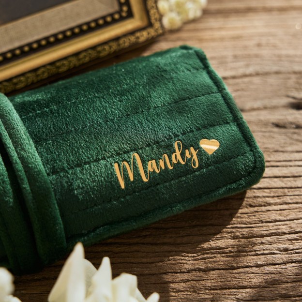 Personalized Monogrammed Velvet Travel Jewelry Rolls | JNSBag77