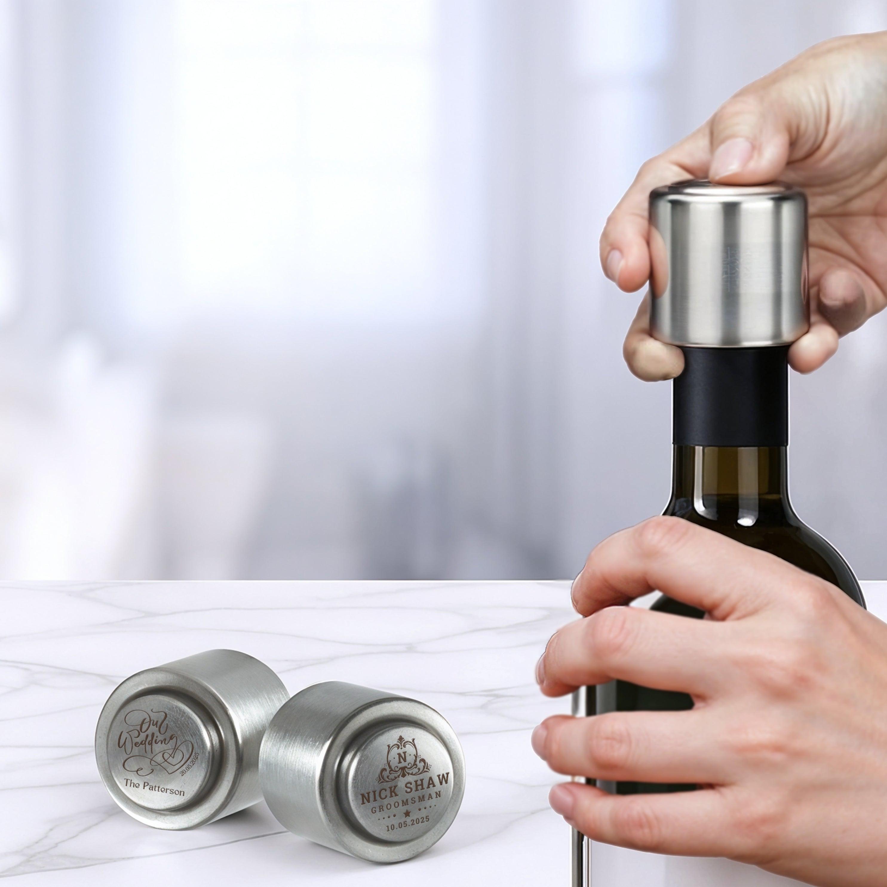 Personalized Monogram Stainless Wine Bottle Stopper for Corked Bottles for Unique & Love | JNSDec184