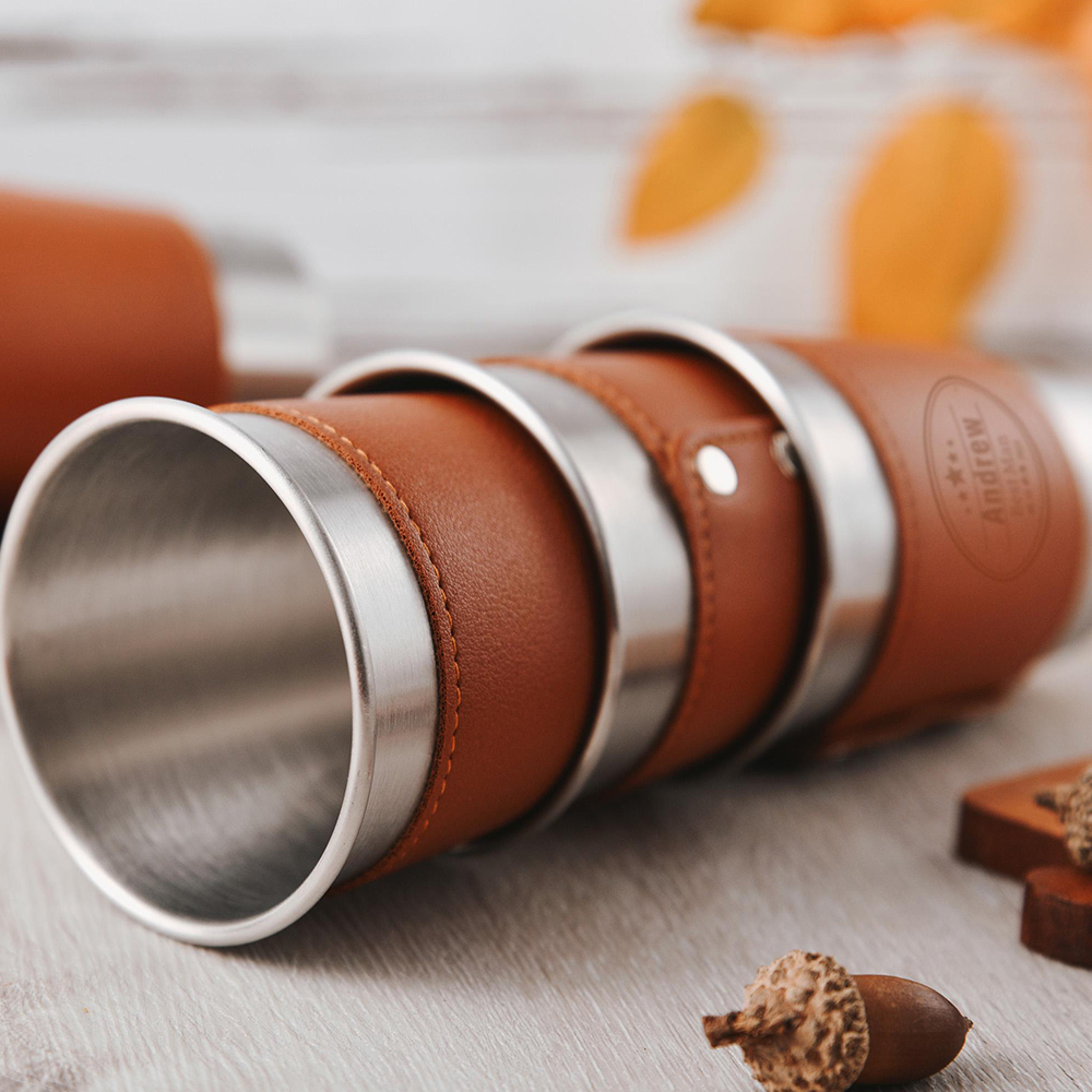 Personalized Engraved Leatherette Stainless Steel Mug | JNSBottle03