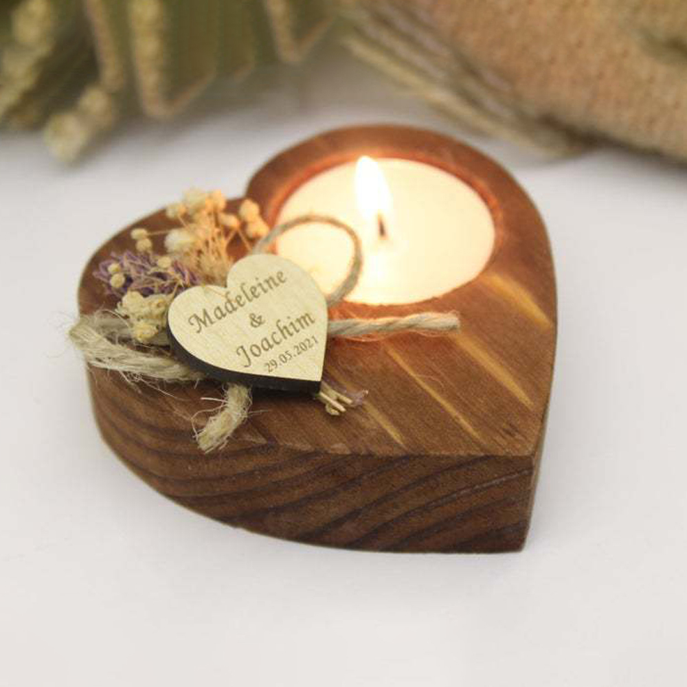Personalized Engraved Wooden Tealight Candles & Holder for Unique & Love | JNSDec119