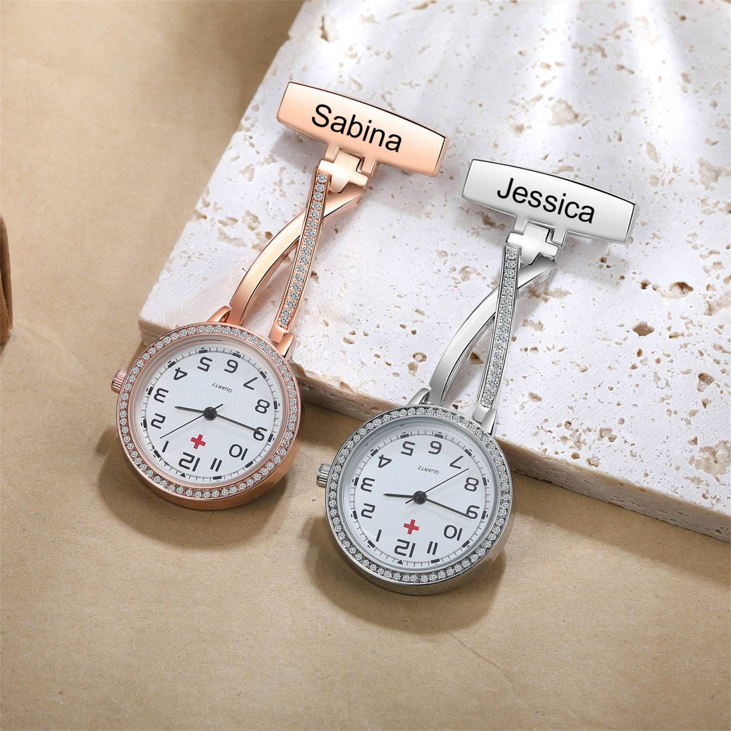 Personalized Name Nurse Rhinestone Pocket Watch for Unique & Love | JNSDec166