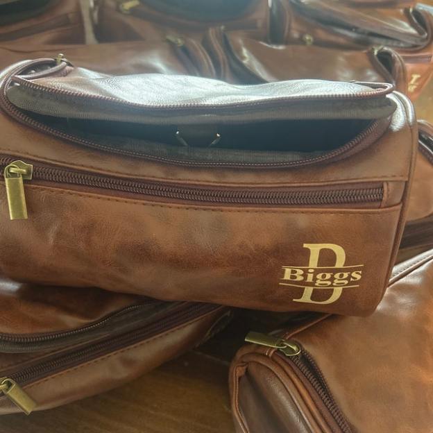 Personalized Leather Monogram Engraved Wash Bag for Unique & Love | JNSBag05