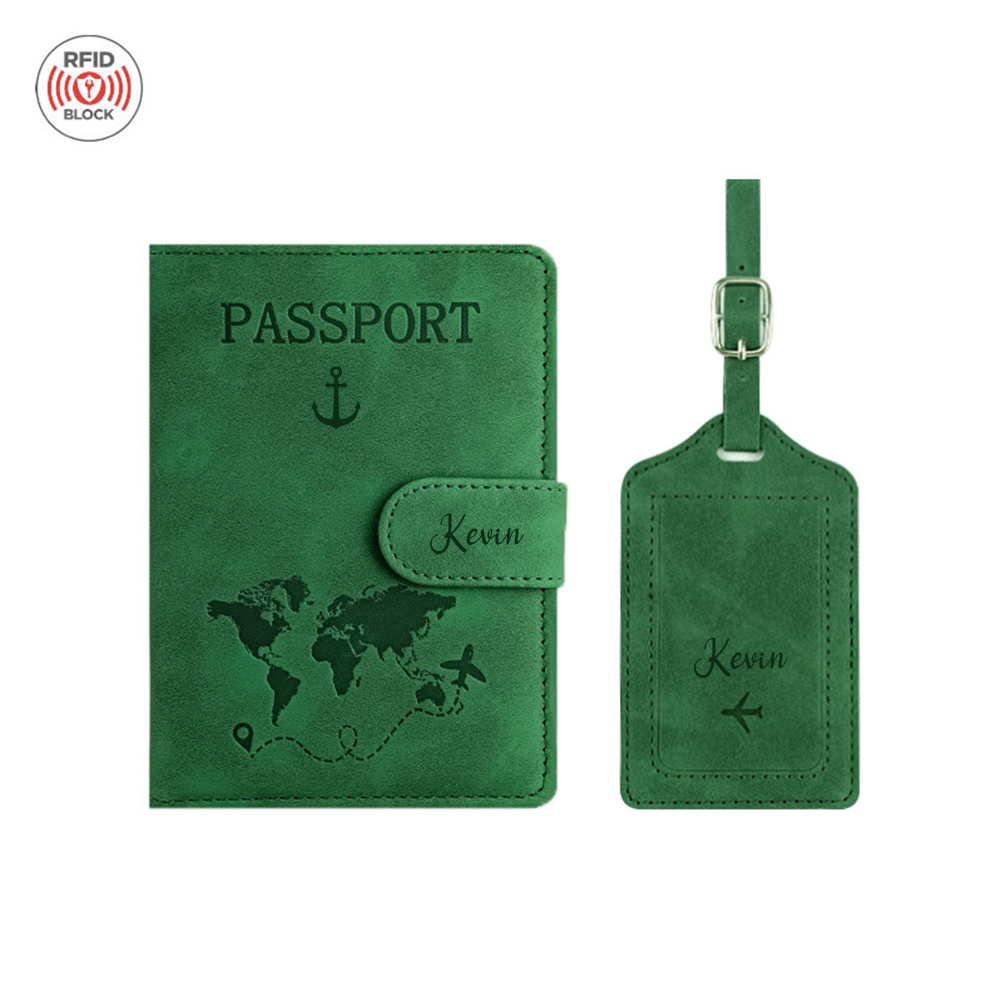 Personalized Monogram Leather Magnetic Passport Cover with RFID Blocking | JNSCase14
