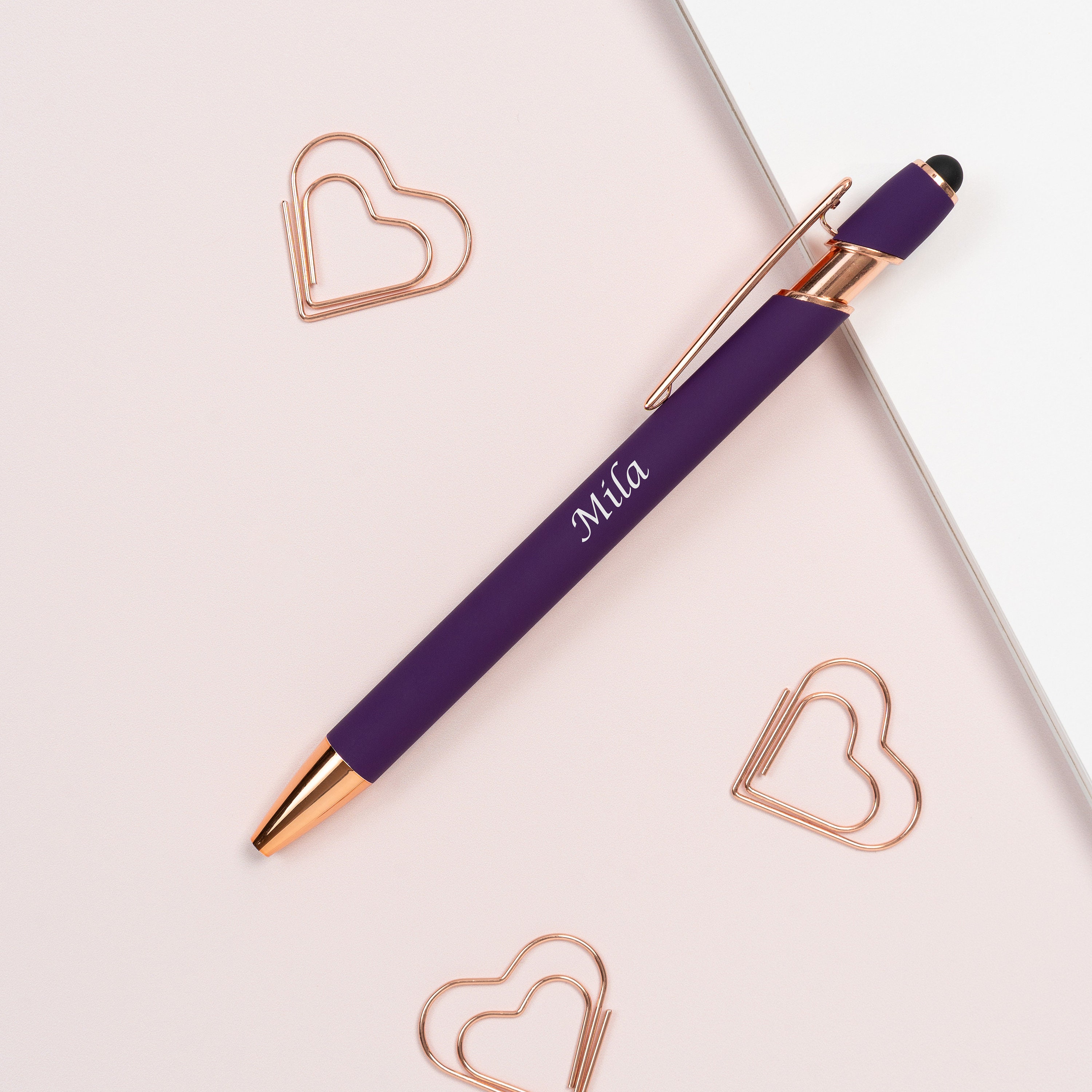 Personalized Luxurious Soft Touch Rose Gold Pen | JNSDec67