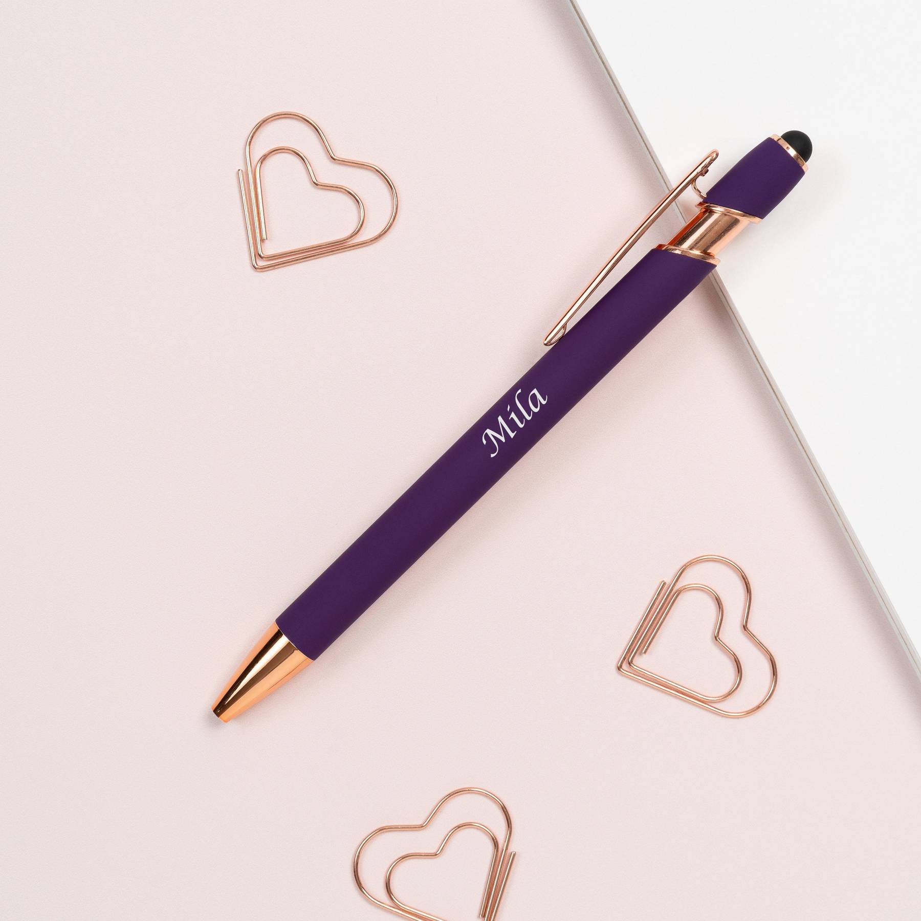 Personalized Luxurious Soft Touch Rose Gold Pen | JNSDec67