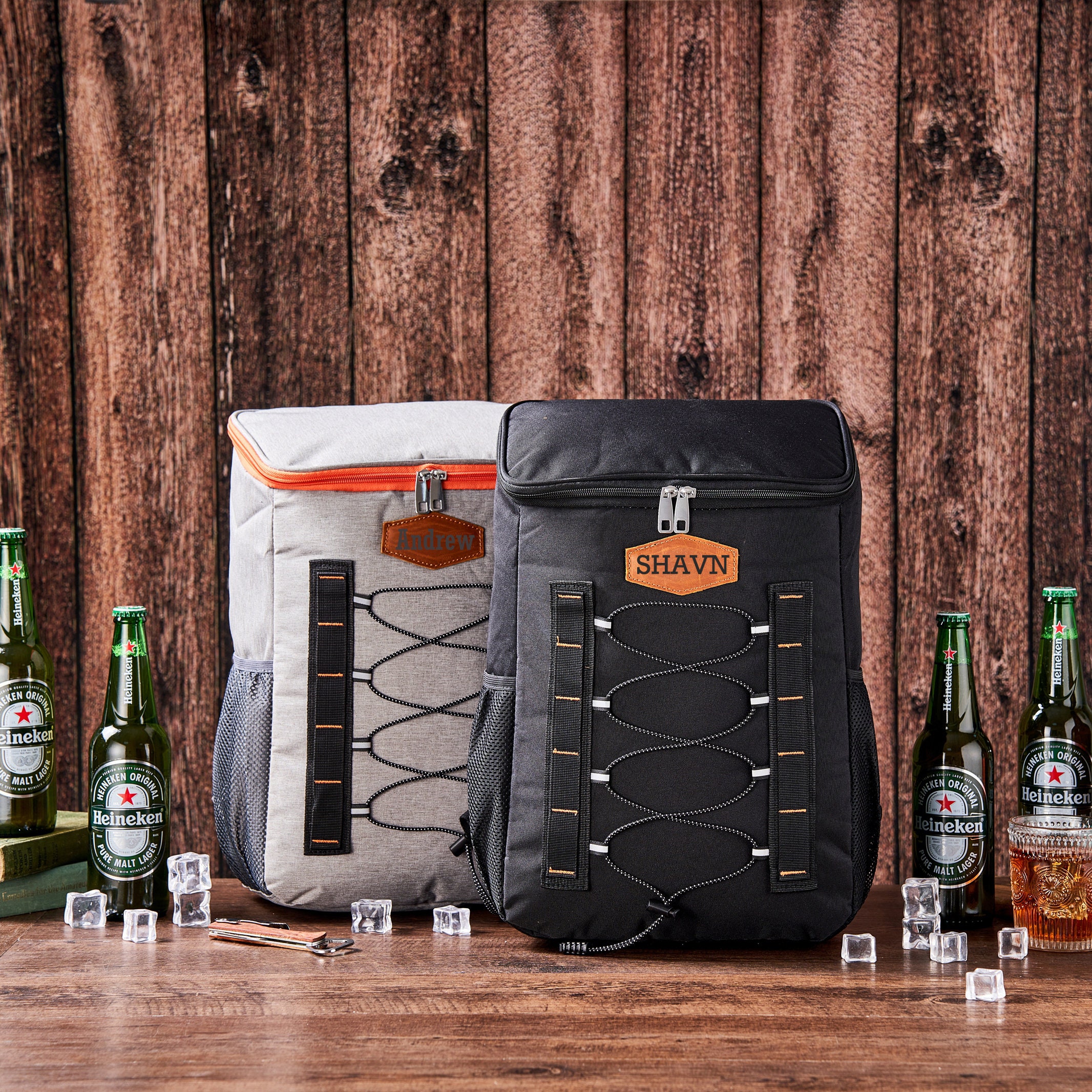Personalized Leather Patch Cooler Backpack | JNSBag50