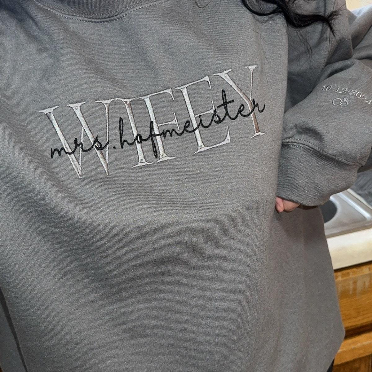 Personalized Embroidered Wife/Hubby Sweatshirt for Unique & Love | JNSCloth42