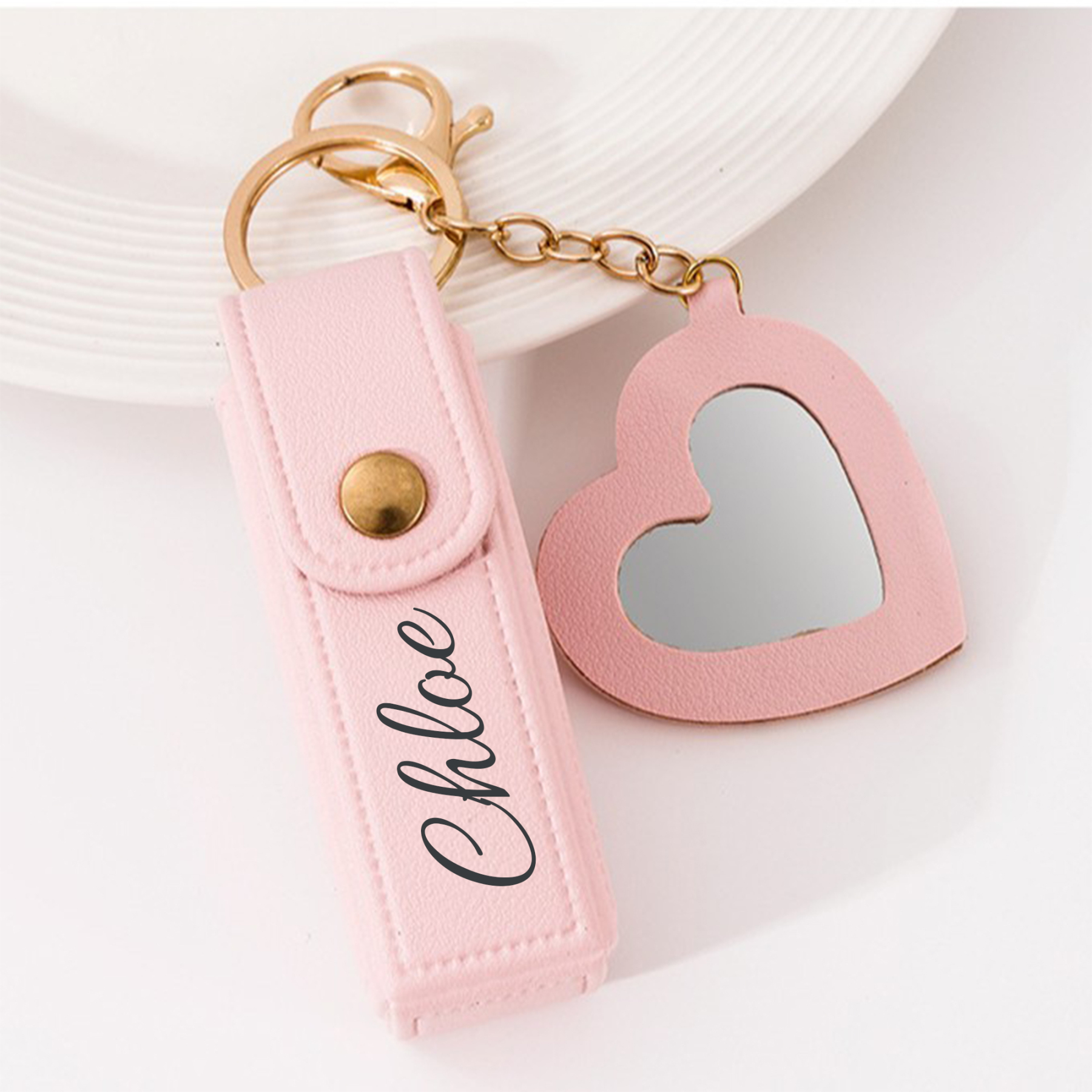 Personalized Lipstick Bag Keychain with Mirror for Unique & Love | JNS